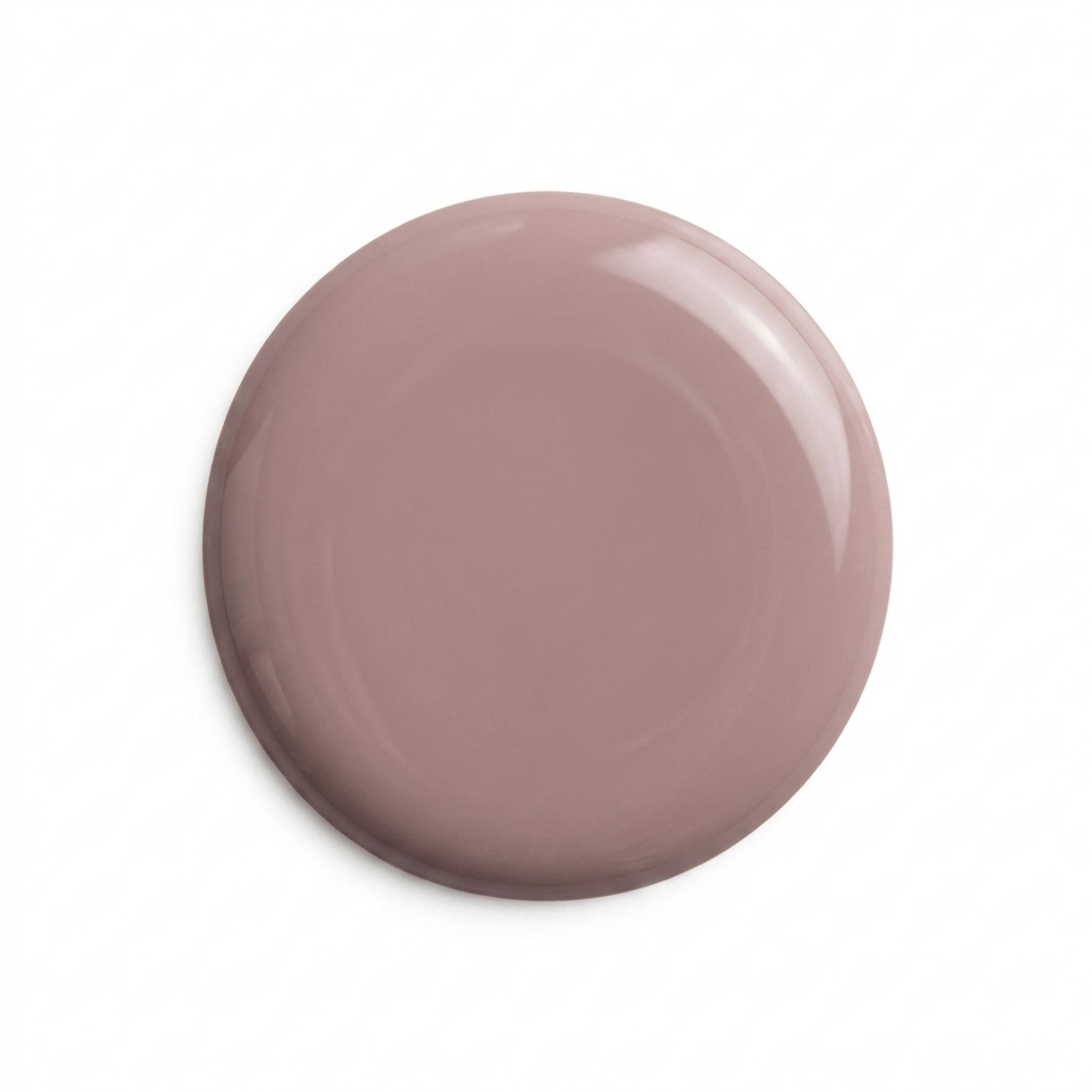 Drop swatch of MineVital Nudeal C08 — soft mauve-taupe nude water-based breathable nail polish color