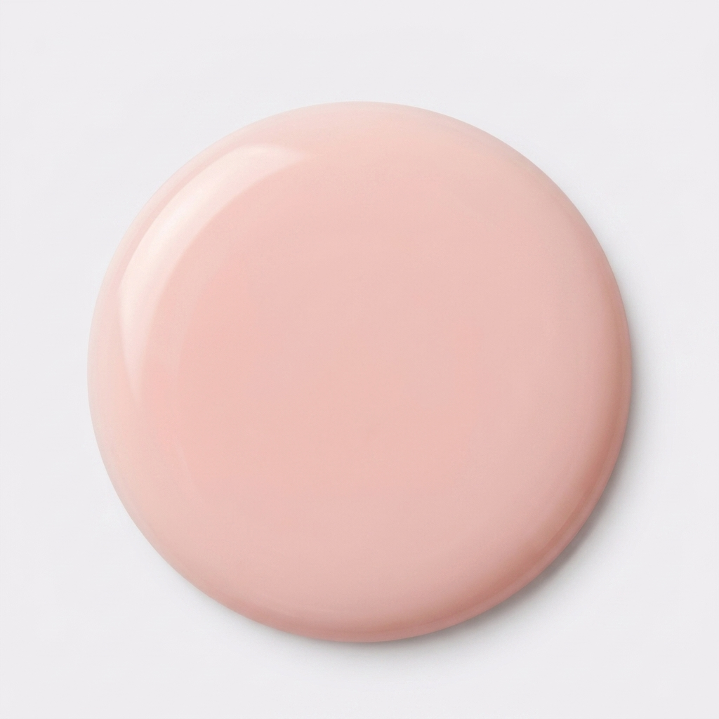Drop swatch of MineVital Sweet Melody P31 — sheer soft milky pink water-based breathable nail polish color