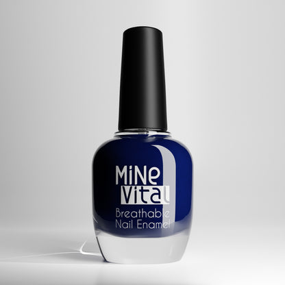 MineVital Indigo breathable nail polish bottle, deep indigo blue, 15 ml